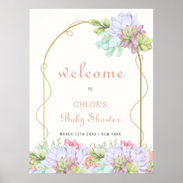 Baby in Bloom Boho Arch Cactus Baby shower Welkom Poster