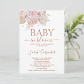 Baby in Bloom Boho Baby shower Girl Invitation Kaart (Staand voorkant)
