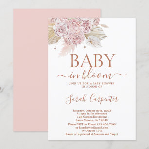 Baby in Bloom Boho Baby shower Girl Invitation Kaart
