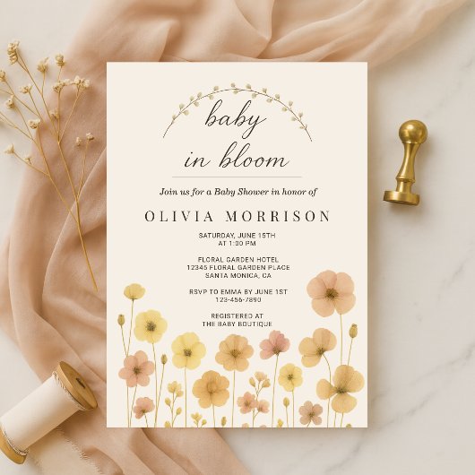 Baby In Bloom Boho Baby Shower  Kaart