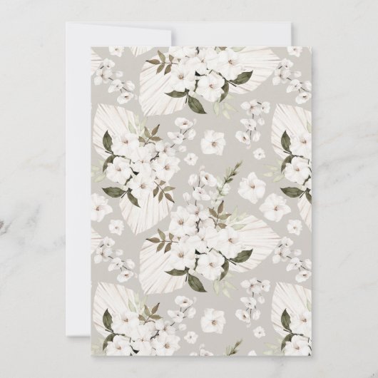 Baby in Bloom Boho Baby shower Nodig Pampas Flora Kaart (Achterkant)