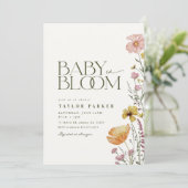 Baby in Bloom Boho Baby shower Uitnodiging (Staand voorkant)