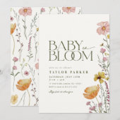Baby in Bloom Boho Baby shower Uitnodiging (Voorkant / Achterkant)