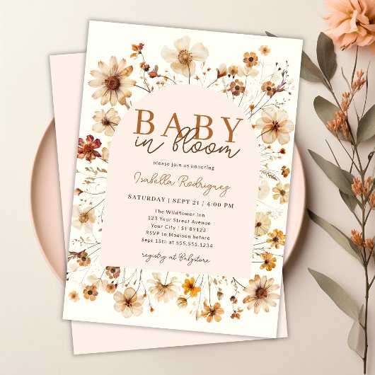 Baby in Bloom Boho Bloemen Meisje Baby shower Kaart