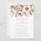 Baby In Bloom Boho Bloemen Pioenrozen Meisje Baby  Kaart (Voorkant)