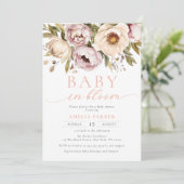 Baby In Bloom Boho Bloemen Pioenrozen Meisje Baby  Kaart (Staand voorkant)