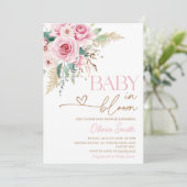Baby in Bloom Boho Blush Roze Bloemen Baby shower Kaart (Staand voorkant)