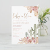 Baby in Bloom boho cactus pampas gras baby shower Kaart (Staand voorkant)
