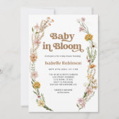 Baby in Bloom Boho Chic Bloemenroze Baby shower Kaart (Voorkant)