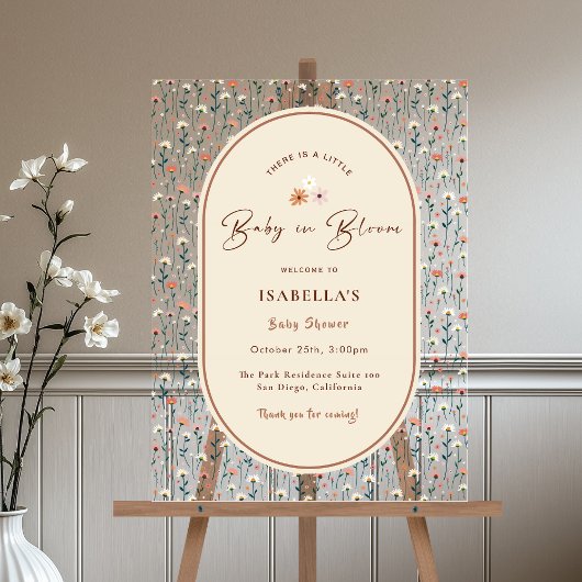 Baby in Bloom Boho Chic Floral Garden Party Douche Acryl Bord