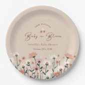 Baby in Bloom Boho Chic Floral Garden Party Douche Papieren Bordje (Voorkant)