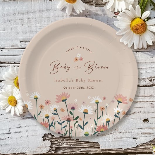 Baby in Bloom Boho Chic Floral Garden Party Douche Papieren Bordje