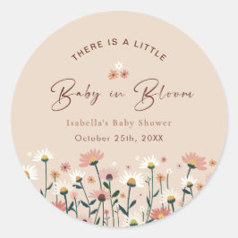Baby in Bloom Boho Chic Floral Garden Party Douche Ronde Sticker