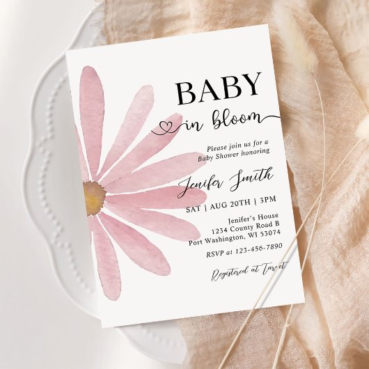 Baby in Bloom Boho Daisy Bloemen Meisjesdouche Kaart