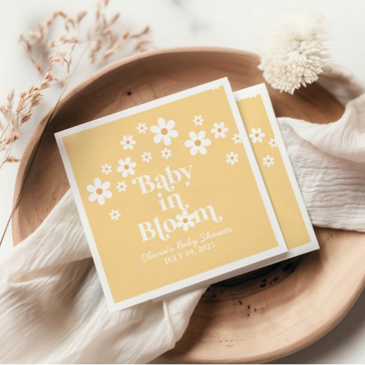 Baby in Bloom boho Daisy Geel Baby shower Servet