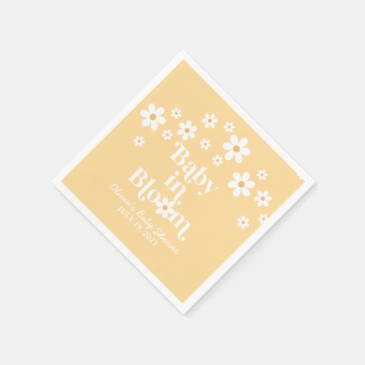 Baby in Bloom boho Daisy Geel Baby shower Servet (Hoek)