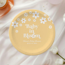 Baby in Bloom boho Daisy Gele Baby Shower Papieren Bordje