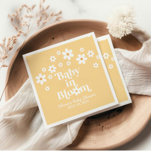 Baby in Bloom boho Daisy Gele Baby Shower Servet