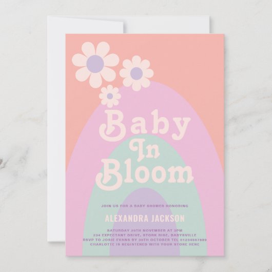 Baby in Bloom Boho Daisy Rainbow Baby shower Kaart (Voorkant)