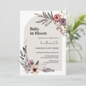 Baby in Bloom Boho Floral Baby shower Kaart (Staand voorkant)