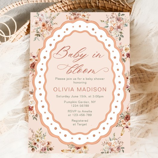 Baby in Bloom Boho Floral Baby Shower Kaart