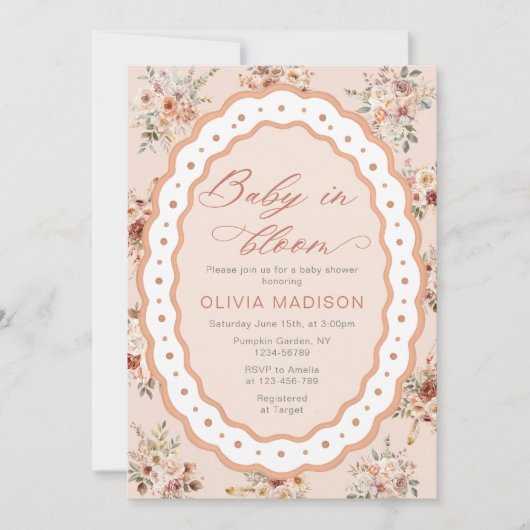Baby in Bloom Boho Floral Baby Shower Kaart (Voorkant)