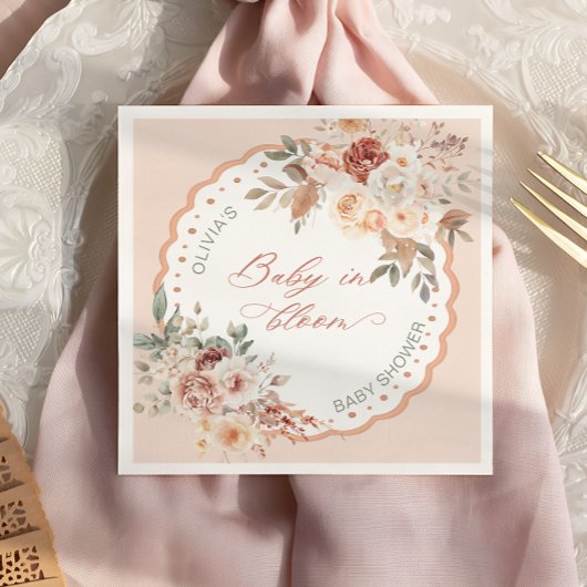 Baby in Bloom Boho Floral Baby Shower Napkins Servet