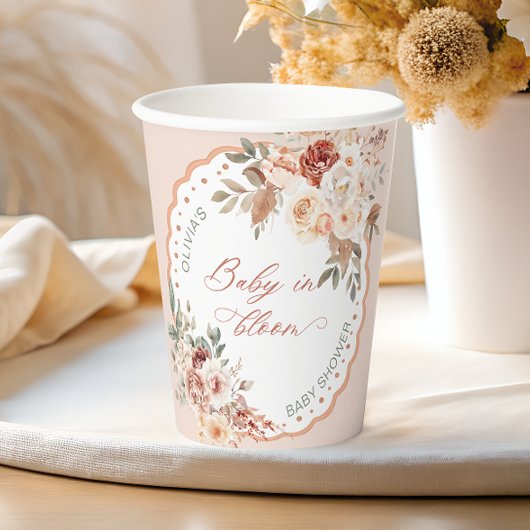 Baby in Bloom Boho Floral Baby Shower Papieren Bekers