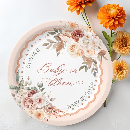 Baby in Bloom Boho Floral Baby Shower Papieren Bordje