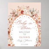 Baby in Bloom Boho Floral Baby Shower Welcome Poster (Voorkant)