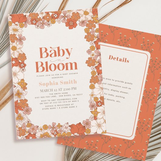 Baby in Bloom Boho Floral Details Baby shower Kaart
