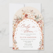 Baby in Bloom Boho Floral Neutral Baby Shower Kaart (Voorkant)