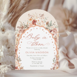 Baby in Bloom Boho Floral Neutral Baby Shower Kaart