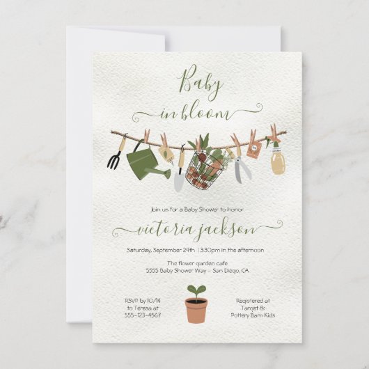 Baby in Bloom Boho Garden Baby shower Invitation Kaart (Voorkant)