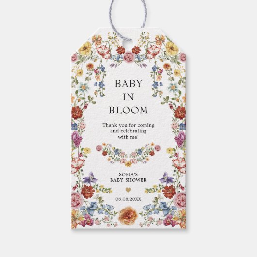 Baby in Bloom Boho Garden Flowers Baby Shower Cadeaulabel (Voorkant)