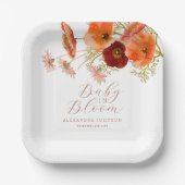 Baby in Bloom Boho Herfst Bloemen Baby shower Cust Papieren Bordje (Voorkant)