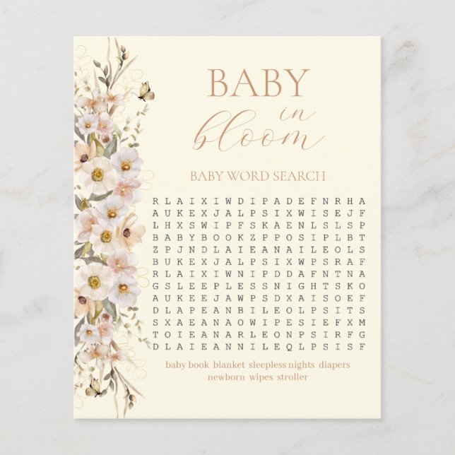 Baby in bloom boho neutraal Baby shower spel (Voorkant)