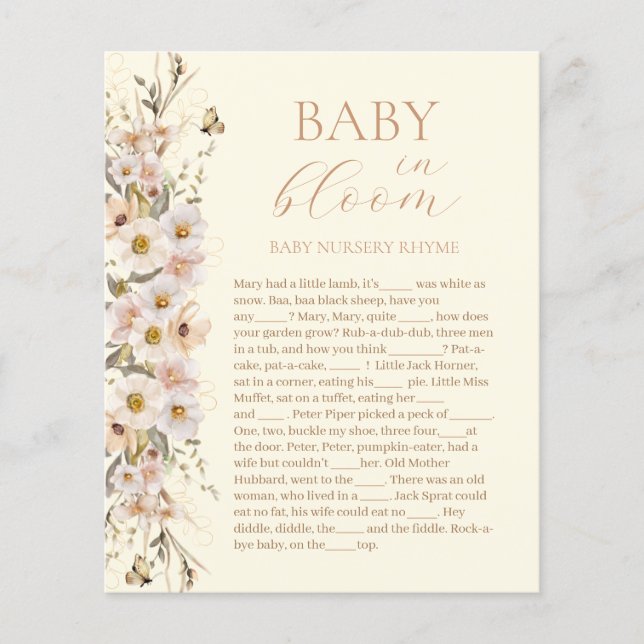 Baby in bloom boho neutraal Baby shower spel (Voorkant)