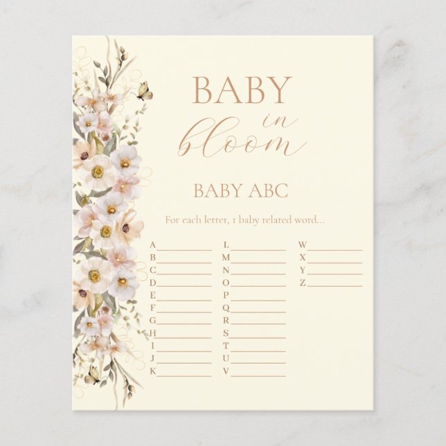 Baby in bloom boho neutraal Baby shower spel (Voorkant)