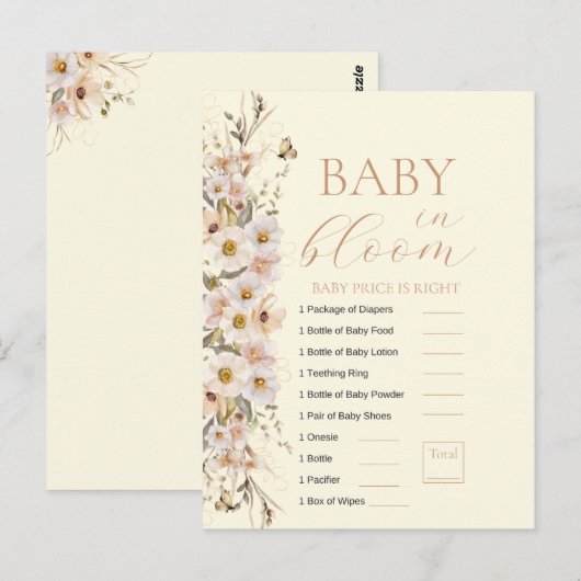 Baby in bloom boho neutraal Baby shower spel Briefkaart (Voorkant / Achterkant)