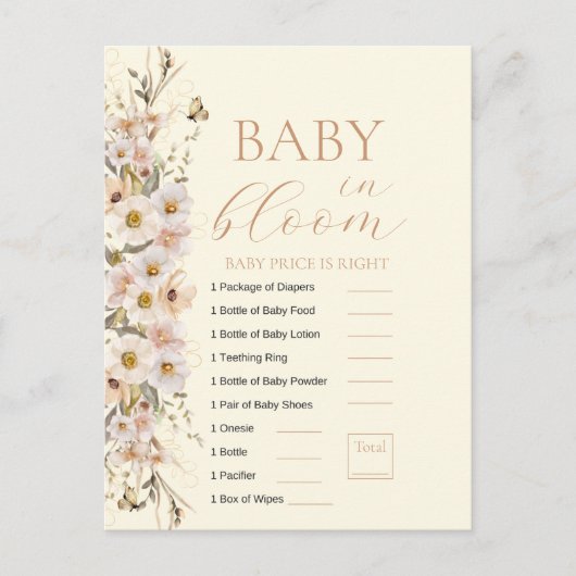 Baby in bloom boho neutraal Baby shower spel Briefkaart (Voorkant)