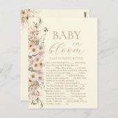 Baby in bloom boho neutraal Baby shower spel Briefkaart (Voorkant / Achterkant)