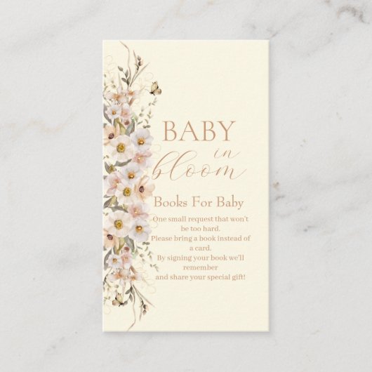 Baby in Bloom Boho Neutral Baby shower, Boeken Informatiekaartje (Voorkant)