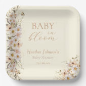 Baby in Bloom Boho Neutral Baby shower Papieren Bordje (Voorkant)