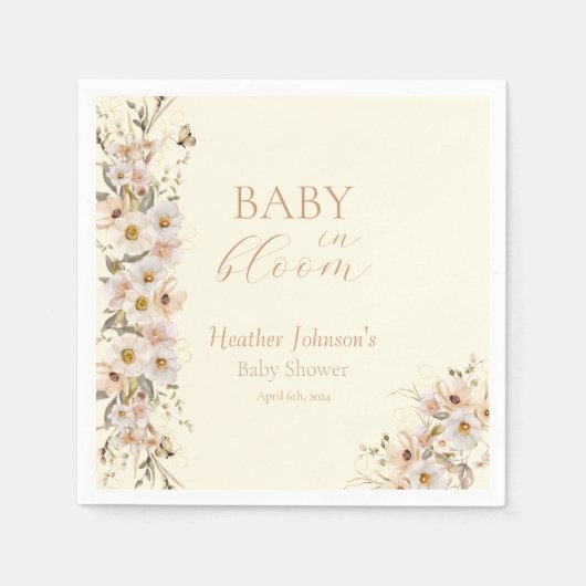 Baby in Bloom Boho Neutral Baby shower Servet (Voorkant)