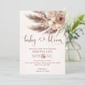 Baby in Bloom boho pampas gras meisje baby shower Kaart (Staand voorkant)
