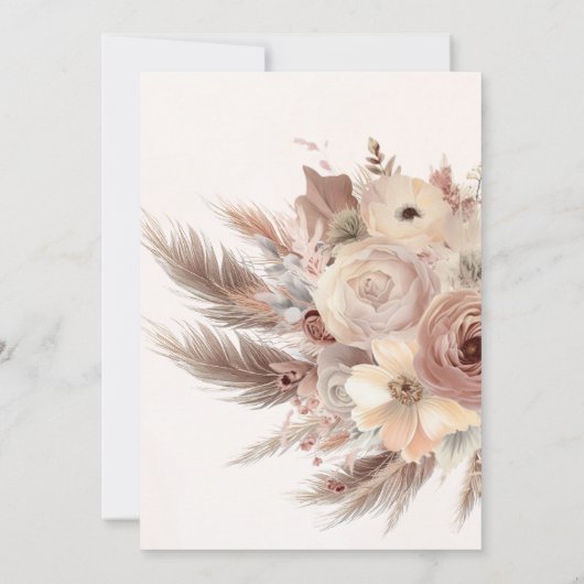 Baby in Bloom boho pampas gras meisje baby shower Kaart (Achterkant)