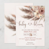 Baby in Bloom boho pampas gras meisje baby shower Kaart (Voorkant / Achterkant)
