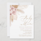 Baby in Bloom Boho Pampas Gras Meisje Baby Shower Kaart (Voorkant)