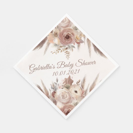 Baby in Bloom boho pampas gras meisje baby shower Servet (Hoek)